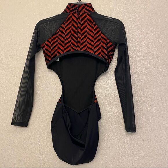 WEISSMAN Balera Dance costume Long Sleeve Chevron cutout Leotard MT10757 MC - Picture 4 of 12